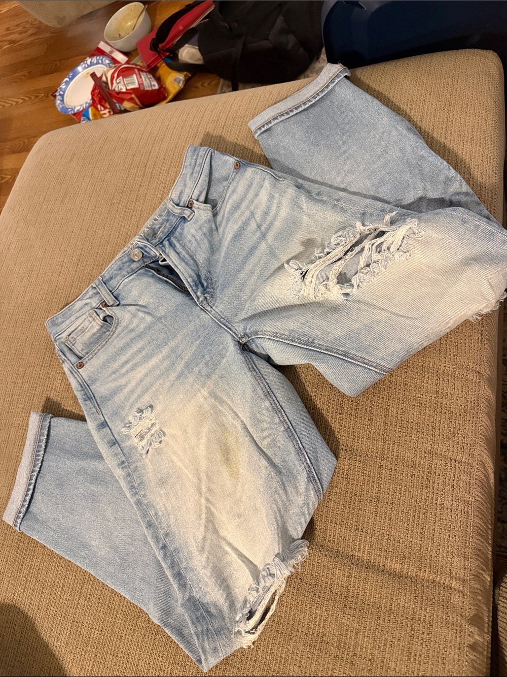 American Eagle Outfitters Light Blue Distressed Boyfriend Jeans